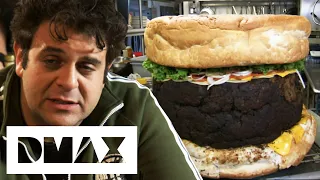 Adam Attempts To Eat A 190 LB Burger That Weights Nearly The Same As Him! | Man V Food