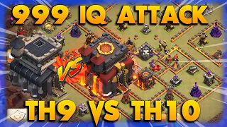 THE REAL 999 IQ ATTACK IN WAR CLASSIC !! TH9 VS TH10 | Clash Of Clans