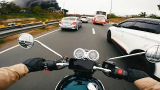 Triumph Bonneville T100 - Riding North to Manila | Raw Sound | No Commentary | POV