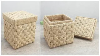 DIY Amazing BASKET with Lid made of cardboard and jute twine