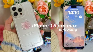 iPhone 15 pro max 512 gb (white titanium)  unboxing 🎀 | setup + accessories & camera test