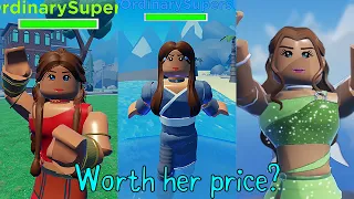 Katara + skins comparison, showcase, and combos. Heroes online world roblox