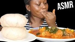 African Food mukbang oatmeal fufu tomato stew with ewedu fish and meat Nigeria food asmr