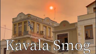 Smog in Kavala, Greece - by drone [4K]. #wildfire