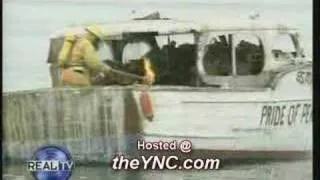 Fireman blows up in boat fire