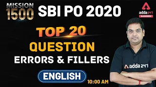 MISSION SBI PO 2020-21 | SBI PO English Top 20 Question ON Errors & Fillers #Adda247