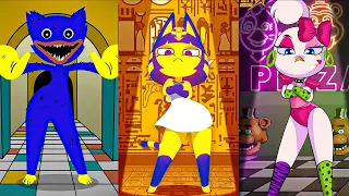 Huggy Wuggy Vs Ankha Vs Cute Chica Dance Battle #chica #roxy #ankha #huggywuggy