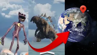 Catnap poppy playtime vs Godzilla on Google Earth #poppyplaytim #catnap #godzilla #godzillavs #scary