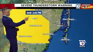 Severe thunderstorms over especially Miami-Dade