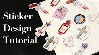 How I Design Stickers in Procreate, Design Vampire Hunting kit Stickers, Sticker Design Tutorial