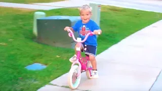 3 Year Old Kid Rides a Bike without Training Wheels!