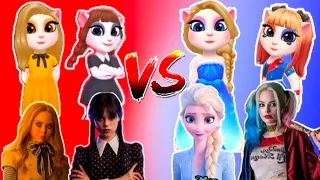 My Talking Angela 2 - New Gameplay | Wednesday Addams Vs M3gan Vs Frozen Elsa Vs Harley Quinn 😱