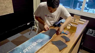 Skilled Korean Skateboard Maker. Process of Making Longboard