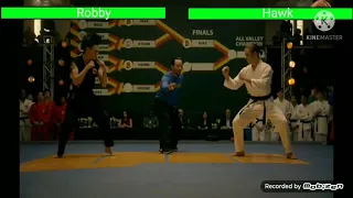 Robby vs Hawk Tournament with healthbars Cobra Kai season 1