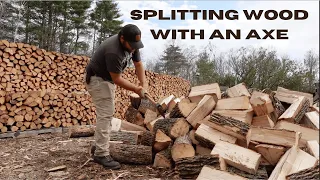 Splitting Wood with an Axe (Bonus: Wood Splitting ASMR)