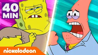 ¡Bob musculoso contra Patricio, el listo durante 40 minutos! | Nickelodeon en Español