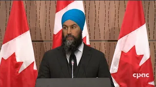 NDP Leader Jagmeet Singh speaks with reporters as MPs convene in Ottawa – May 13, 2020