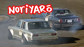 Hakosuka and Mark II retro sedan drifting