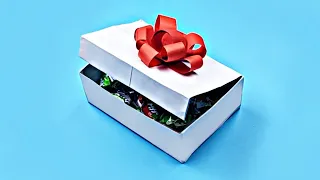 🎁 Gift box with lid and bow made of A4 paper / How to do it yourself