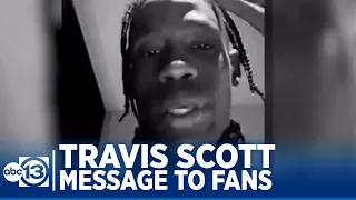 Rapper Travis Scott speaks to fans after Astroworld Festival tragedy