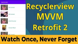 Recyclerview MVVM + Livedata + Retrofit 2 | Recyclerview Android