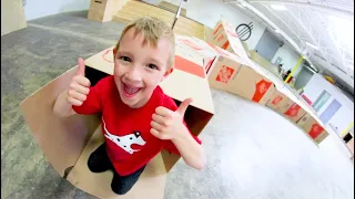 Father & Son ULTIMATE BOX FORT AT THE SKATEPARK!