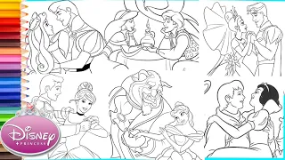 Disney Princess and Prince COMPILATION  Coloring Pages for kids