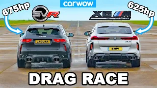 BMW X6M vs 675hp Jaguar F-Pace SVR 'Lister': DRAG RACE