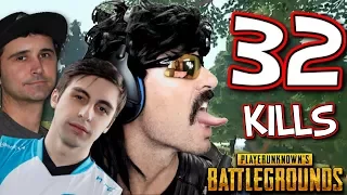 DrDisRespect's 32-KiII Squad Game on PUBG with Summit1g, Shroud, and Chad!