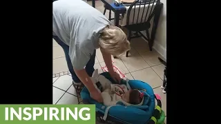 Grandma cries tears of joy while meeting granddaughter for first time