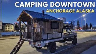 Winter Truck Camping in Downtown Anchorage Alaska | Gourmet Burger Camp & Cook  #vanlife  #asmr