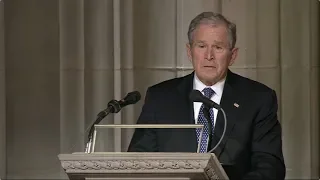 George W. Bush bids emotional farewell to father