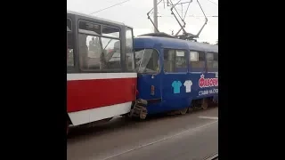 Столкновение двух трамваев в Харькове 14.08.2018