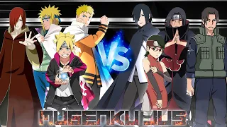 Naruto Hokage, Minato Hokage, Boruto, Nagato vs Sasuke BNG, Itachi, Sarada, Fugaku in MUGEN JUS