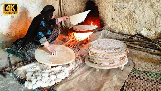Iran Country: Baking Bread with fish(salmon) in village house