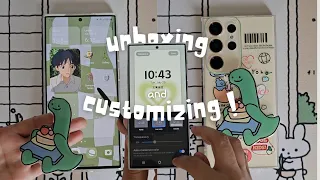 Samsung Galaxy s23 Ultra, customizing and unboxing! 🦕🍵 ✩｡