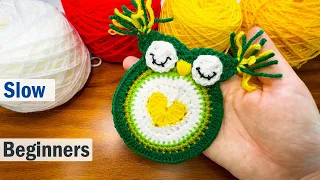 Crochet Owl coaster / How to crochet owl applique heart/ Free Crochet Pattern Owl for beginner