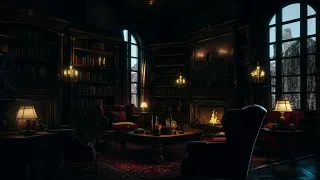 Relax in Gryffindor Common Room✨ Asmr Ambience with Crackling Fire & Rain sounds