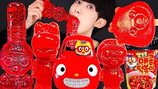 ASMR ICE CREAM RED PORORO JELLY RECIPE PARTY 직접만든 레드 뽀로로 꿀젤리 먹방 DESSERTS MUKBANG EATING SOUNDS