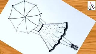 How to draw a girl with umbrella|| Easy Pencil Sketch||Easy Drawing ideas for Beginners