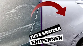 Extrem TIEFE Kratzer entfernen! // Von Nassschliff über Hybrid Wool Pad uvm. // Parkschaden Retten