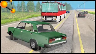 ПОСЛЕДНИЙ ЗАНОС! Улетел ПОД АВТОБУС! - BeamNg Drive