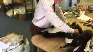 Hand finishing Glencroft sheepskin rugs