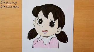 How to Draw Shizuka from Doraemon step by step easy || Color Drawing