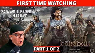 BAAHUBALI: THE BEGINNING (2015) : MOVIE REACTION PART 1/2 | FIRST TIME WATCHING | SS RAJAMOULI