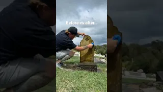 Headstone cleaning (before vs after). #cemetery #headstonecleaning #grave #graves