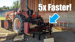 Modifying a log splitter for a tractor with weak hydraulics (speed test vs Harbor Freight splitter)