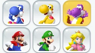 Super Mario Run - New Characters - Toad Rally (Blue, Yellow and Purple Yoshi)