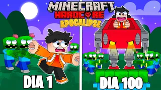 EU SOBREVIVI 100 DIAS EM UM APOCALIPSE ZOMBIE NO MINECRAFT HARDCORE!