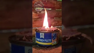 Turning a tuna can into a candle 🌲🔥 #bushcraft #survival #camping #outdoors #forest